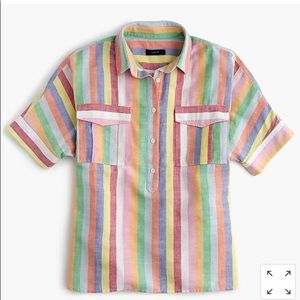 J. Crew Rainbow Stripe Linen Shirt